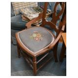 Antique Wooden Chair with Needlepoint Seat