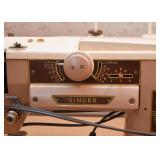 Vintage Singer Sewing Machine with Work Table / Storage Cabinet