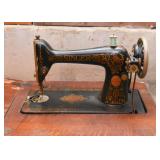 Antique Singer Sewing Machine with Work Table / Storage Cabinet