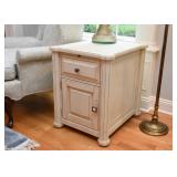 Cottage Chic / Distressed Creamy White End Table