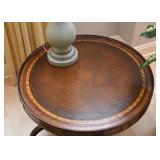 Vintage Round Leather Top Coffee / Cocktail Table
