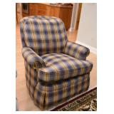 Plaid Upholstered Armchair