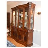 Lovely Lighted China Cabinet with Glass Shelves & Mirrored Backing