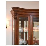 Lovely Lighted China Cabinet with Glass Shelves & Mirrored Backing