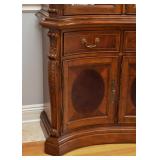 Lovely Lighted China Cabinet with Glass Shelves & Mirrored Backing