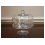 Etched Glass Cake / Dessert Pedestal & Dome (Small Size)