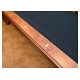 Stunning Pool Table by American Heritage (Carved Details, Burl Wood, Leather Pockets)