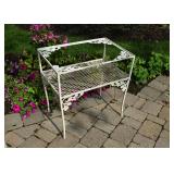 White Iron Garden Table with Glass Top
