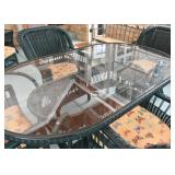 Green Wicker Dining Table & Chairs