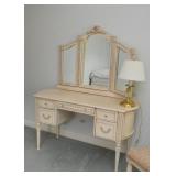 Pretty Vanity with Triple Mirror & Chair