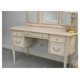 Pretty Vanity with Triple Mirror & Chair