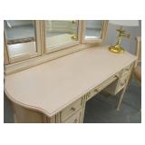 Pretty Vanity with Triple Mirror & Chair