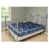 Queen Size Metal Bed (Headboard, Footboard, Mattress, Boxspring)