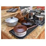 Pots & Pans, Cutlery with Wooden Block