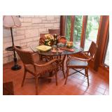 Rattan Dining Table with Glass Top & 4 Chairs