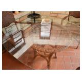 Rattan Dining Table with Glass Top & 4 Chairs