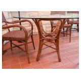 Rattan Dining Table with Glass Top & 4 Chairs