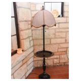 Cool Vintage Metal Floor Lamp with Table & Cane Shade
