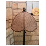 Cool Vintage Metal Floor Lamp with Table & Cane Shade