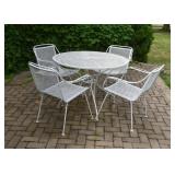 White Painted Outdoor / Garden / Patio Dining Set with 4 Chairs