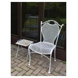 White Painted Outdoor / Garden / Patio Side Chair & Table