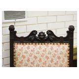 Antique Wooden Upholstered Chair with Gargoyle & Nailhead Trim