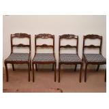 - Set of 6 - Vintage Wood Dining Chairs with Upholstered Seats and Flower Motif (2 not shown here) 