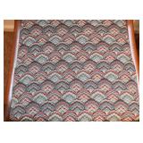 - Set of 6 - Vintage Wood Dining Chairs with Upholstered Seats and Flower Motif