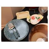 Marble Cheese Server, Vintage Flower Dish