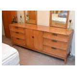 MCM Lowboy Chest of Drawers / Dresser  with 2 Mirrors by John M. Smyth Co.