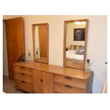 MCM Lowboy Chest of Drawers / Dresser  with 2 Mirrors by John M. Smyth Co.