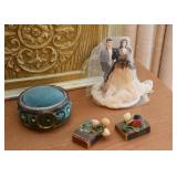Vintage Pin Cushion, Wedding Cake Topper, Matchbooks