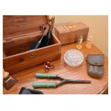 Vanity Items, Vintage Curling Iron, Boxes, Miniatures, Etc.