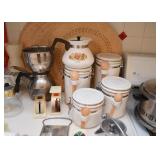 Kitchen Canisters, Coffee Pot, Scales