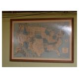 United States Wall Map with Frame