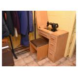 Vintage Singer Sewing Machine with Work Table / Cabinet