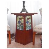 Unusual Side Table with Stained Glass Inserts (lights up)