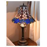 Stained Glass Table Lamp - Blue Roses