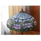 Stained Glass Table Lamp - Pink Lilies (needs new finial)