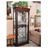 Vintage Lighted Display Cabinet (glass shelves & mirrored back)