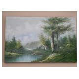 Unframed Artwork on Canvas - Cabin / Forest Scene