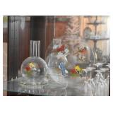 Glass Platter & Vase Set with Birds