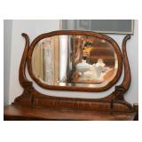 Tiger Oak Highboy / Chest of Drawers with Vanity Mirror & Glass Knobs