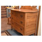 Antique Oak Chest of Drawers with Vanity Mirror