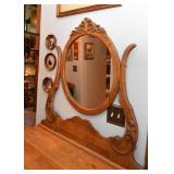 Antique Oak Chest of Drawers with Vanity Mirror