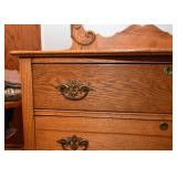 Antique Oak Chest of Drawers with Vanity Mirror