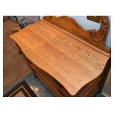 Antique Oak Chest of Drawers with Vanity Mirror