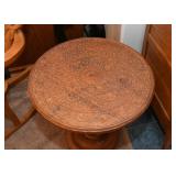Round Carved Wood Side Table