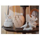 Swans Music Box, Pottery Vase, Bird Figurines