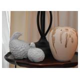 Ceramic Partridges, Pottery Vase